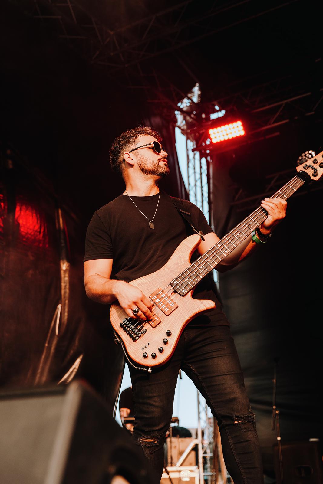 Sam Moreton on stage